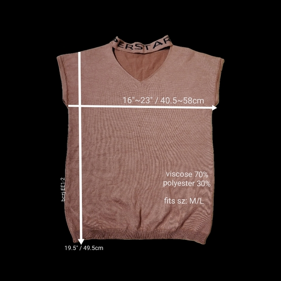 fits sz:M, brown cup sleeve knitted top by J/X - Picture 2 of 3